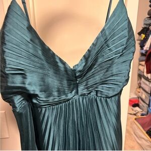 Elegant Teal Pleated Dress